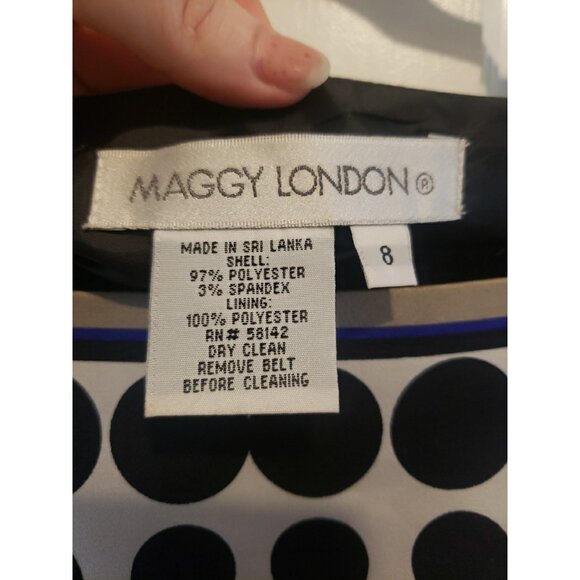 Maggie London Dress Shift Sleeveless Satin Geometric Print  Knee Length Sz 8 - Picture 4 of 9